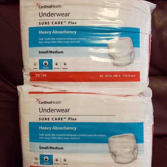 Cardinal Health Underwear Ultra Extra Heavy Absorbency 1 pack 20 x 4 bags S/M - Picture 1 of 3